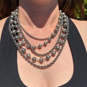 Vintage multi-strand silver tone necklace